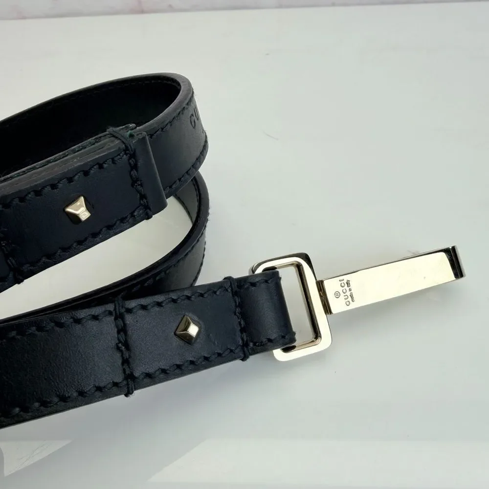 Gucci Web Black Leather Belt Dog Leash 47”